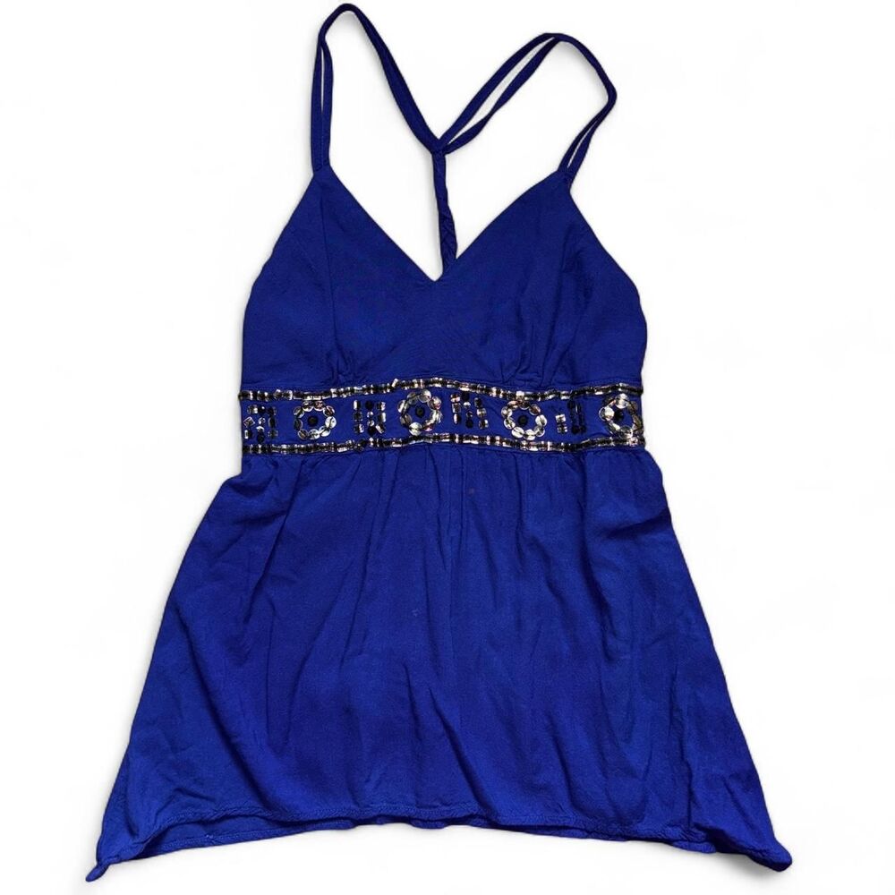 American-vintage Women's Navy and Blue Crop-top
